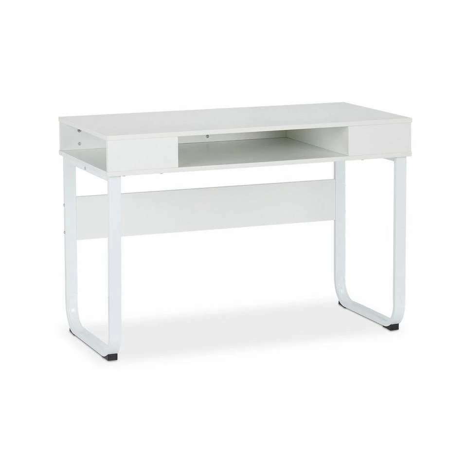 relaxdays Schreibtisch »Schreibtisch mit 3 Ablagefächern«, Weiß / Weiß Braun Schwarz, Schwarz, Weiß – Bild 9