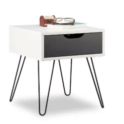 relaxdays Nachttisch »Nachttisch weiß-grau«