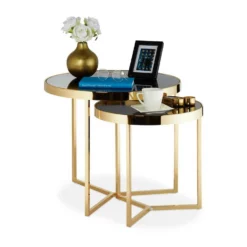relaxdays Beistelltisch »Beistelltisch 2er Set Gold«
