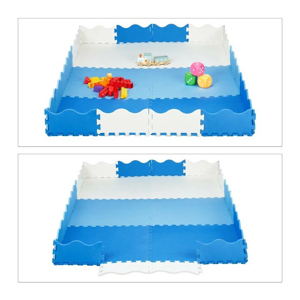 relaxdays Bodenschutzmatte »Puzzlematte mit Rand 177 x117 cm«, Set, Blau Weiß Hellblau Blau, Weiß Grau Anthrazit – Bild 7