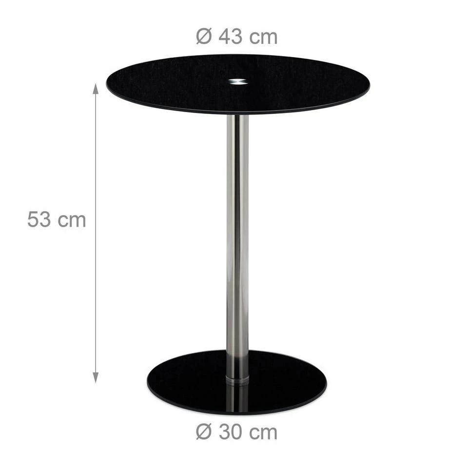 relaxdays Beistelltisch »Beistelltisch Glas Edelstahl«, Schwarz Weiß Silber, Schwarz Silber – Bild 4