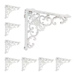 relaxdays Wandregalhalter »8 x Regalwinkel antik weiß«