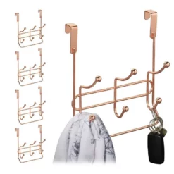 Türgarderobe »5 x Türgarderobe 3 Doppelhaken kupfer«, relaxdays