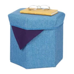 relaxdays Sitzhocker »Sitzhocker mit Stauraum«, Blau Anthrazit, Grau