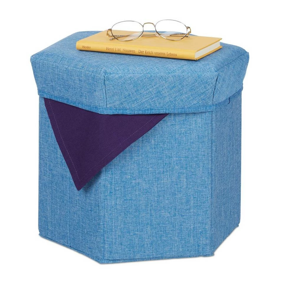 relaxdays Sitzhocker »Sitzhocker mit Stauraum«, Blau Anthrazit, Grau