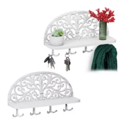 relaxdays Wandgarderobe »2 x Wandgarderobe mit Ablage weiß« (2er Set)