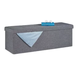 relaxdays Sitzbank »Sitzbank mit 3 Fächern«, Dunkelgrau Anthrazit, Braun