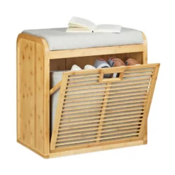 relaxdays Schuhbank »Schuhbank Bambus mit Sitzpolster«