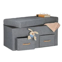 relaxdays Sitzbank »Graue Sitzbank mit 2 Schubladen«