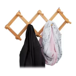 relaxdays Wandgarderobe »Wandgarderobe Holz faltbar«, Natur Hellbraun, Dunkelbraun, Wei&szlig;