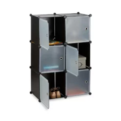 relaxdays Steckregal »Regalsystem mit 6 Türen«, Schwarz Transparent Schwarz Silber, Schwarz Transparent Silber, Wei&szlig; Transparent Silber