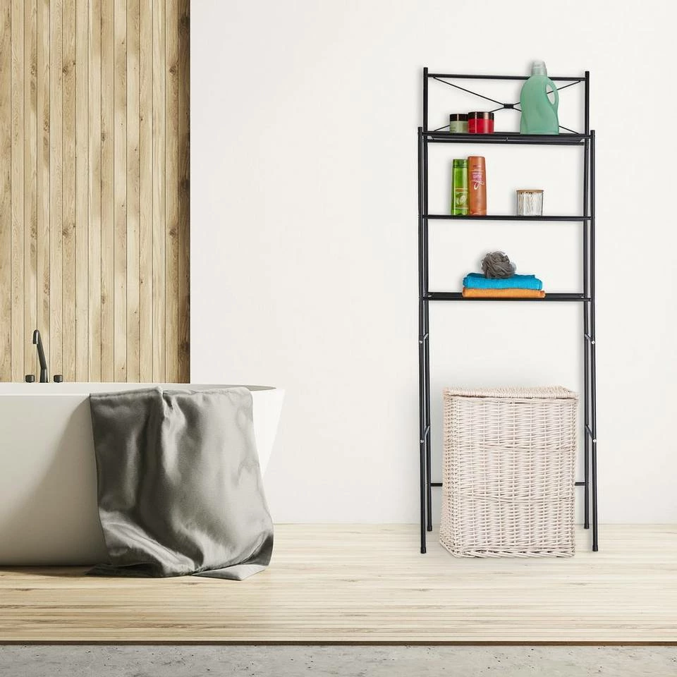relaxdays Waschmaschinenumbauschrank »Schwarzes Waschmaschinenregal aus Metall« – Bild 2