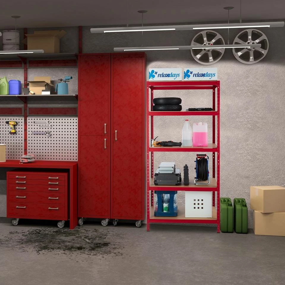 relaxdays Schwerlastregal »2 x Schwerlastregal 180x90x60 in Rot« – Bild 3