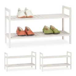 relaxdays Schuhregal »3 x Schuhregal stapelbar weiß«