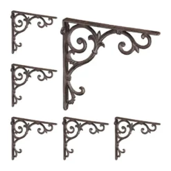 relaxdays Wandregalhalter »6 x Regalwinkel antik braun«