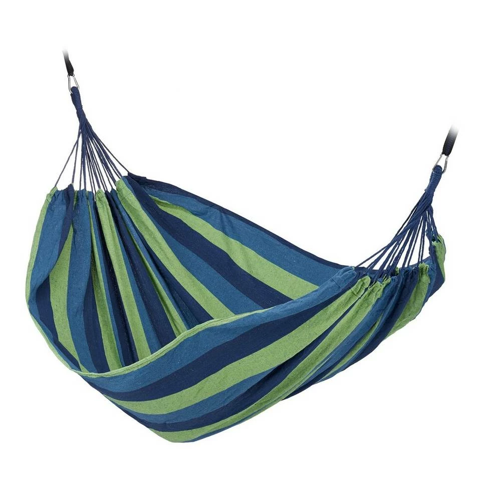 relaxdays Hängematte »Hängematte XXL Baumwolle«, Türkis Dunkelblau Grün, Gelb Lila Rot, Weiß Grau, Weiß Braun Grau – Bild 10