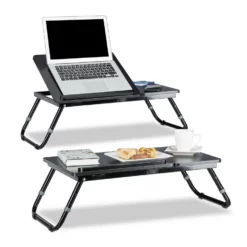 relaxdays Laptop Tablett »2 x Laptoptisch fürs Bett schwarz«, Faserplatte