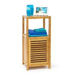 relaxdays Badregal »Badregal Bambus mit Tür«, 3