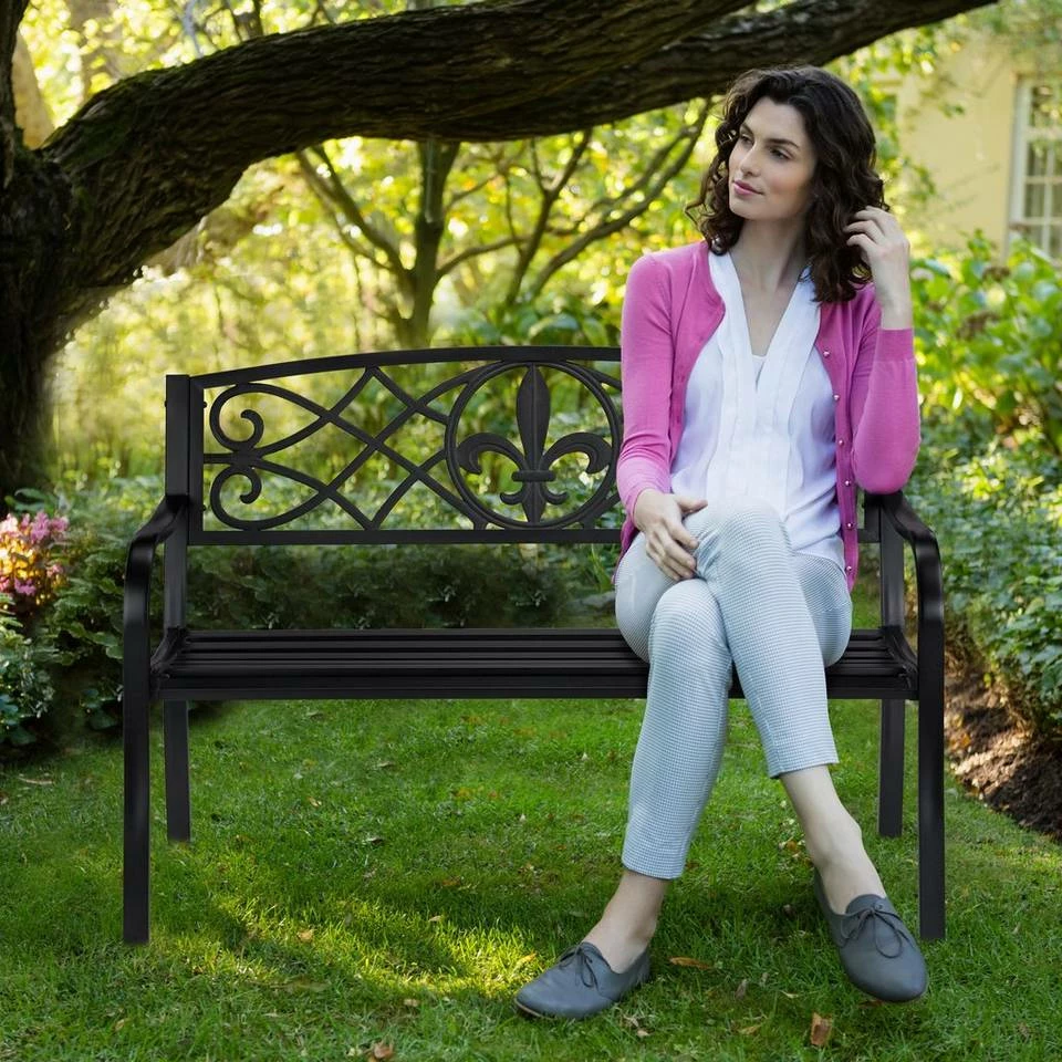 relaxdays Gartenbank »Gartenbank mit Fleur de Lis Motiv« – Bild 3