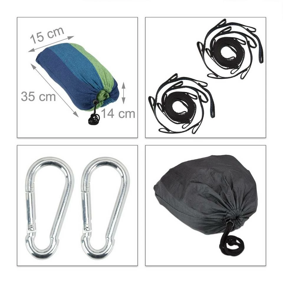 relaxdays Hängematte »Hängematte XXL Baumwolle«, Türkis Dunkelblau Grün, Gelb Lila Rot, Weiß Grau, Weiß Braun Grau – Bild 5