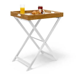 relaxdays Tabletttisch »Tabletttisch Holz & Bambus 72 cm«