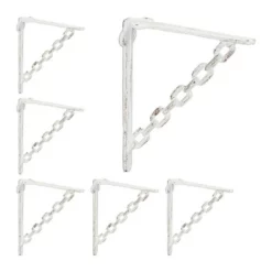 relaxdays Wandregalhalter »6 x Regalwinkel Gusseisen Kette weiß«