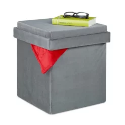 relaxdays Sitzhocker »Samthocker mit Tablett«