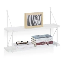 relaxdays Wandregal »Hängeregal für die Wand mit 2 Ablagen«, Weiß Schwarz, Gr&uuml;n, Lila, Wei&szlig;