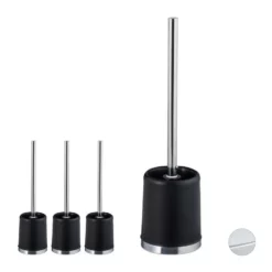 relaxdays Badezimmer-Set »4 x WC-Garnitur rund schwarz«