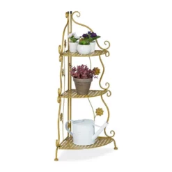 relaxdays Eckregal »Eckregal Metall«, Gold Silber