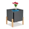 relaxdays Nachttisch »Dunkelgrauer Nachttisch mit Holzbeinen«