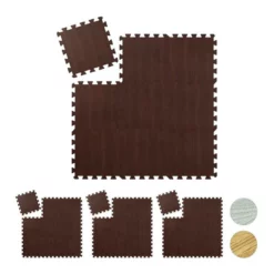 relaxdays Bodenschutzmatte »36 x Bodenschutzmatte Holzoptik braun«