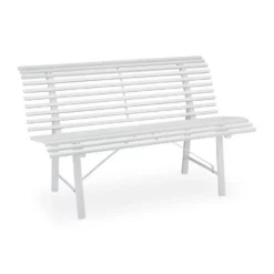 relaxdays Gartenbank »Gartenbank Stahl weiß«