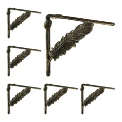 relaxdays Wandregalhalter »6 x Regalwinkel Gusseisen Feder bronze«