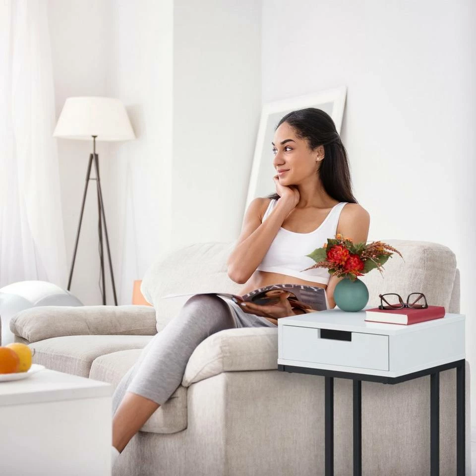 relaxdays Beistelltisch »Beistelltisch in C-Form mit Schublade« – Bild 3