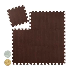 relaxdays Bodenschutzmatte »Bodenschutzmatte in Holzoptik 9er Set«, Dunkelbraun Weiß, Hellbraun