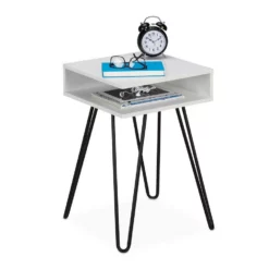 relaxdays Beistelltisch »Weißer Beistelltisch mit Stauraum«