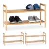 relaxdays Schuhregal »3 x Schuhregal stapelbar Walnuss«