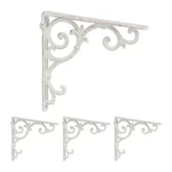 relaxdays Wandregalhalter »4 x Regalwinkel antik weiß«