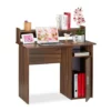 relaxdays Schreibtisch »Schreibtisch mit Seitenfächern«, Holzoptik Wei&szlig;, Braun, Schwarz