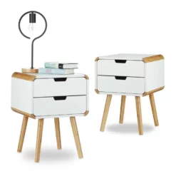 relaxdays Nachttisch »2 x Nachttisch mit 2 Schubladen«