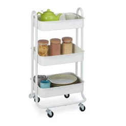 relaxdays Rollwagen »Rollwagen mit 3 Etagen«, Weiß Wei&szlig;, Schwarz