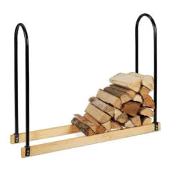 relaxdays Kaminholzregal »Kaminholzregal aus Metall & Holz«, BxTxH:30x114x92 cm