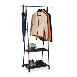 relaxdays Garderobenständer »Rollgarderobe mit 2 Ablagen«