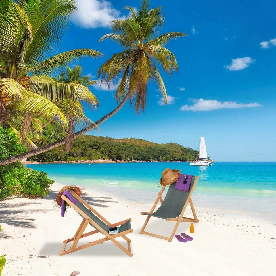 relaxdays Gartenliege »Grauer Liegestuhl aus Holz im 2er Set« – Bild 2