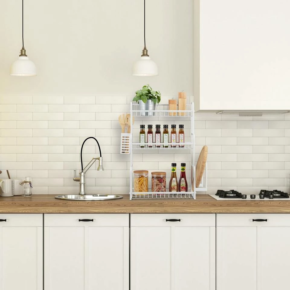 relaxdays Aufsatzregal »Weißes Küchenregal für die Arbeitsplatte« – Bild 2