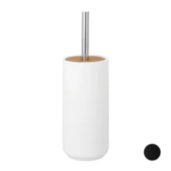 relaxdays Badezimmer-Set »WC Bürstenhalter Keramik«, Weiß Weiß Hellbraun Silber, Schwarz Hellbraun Silber