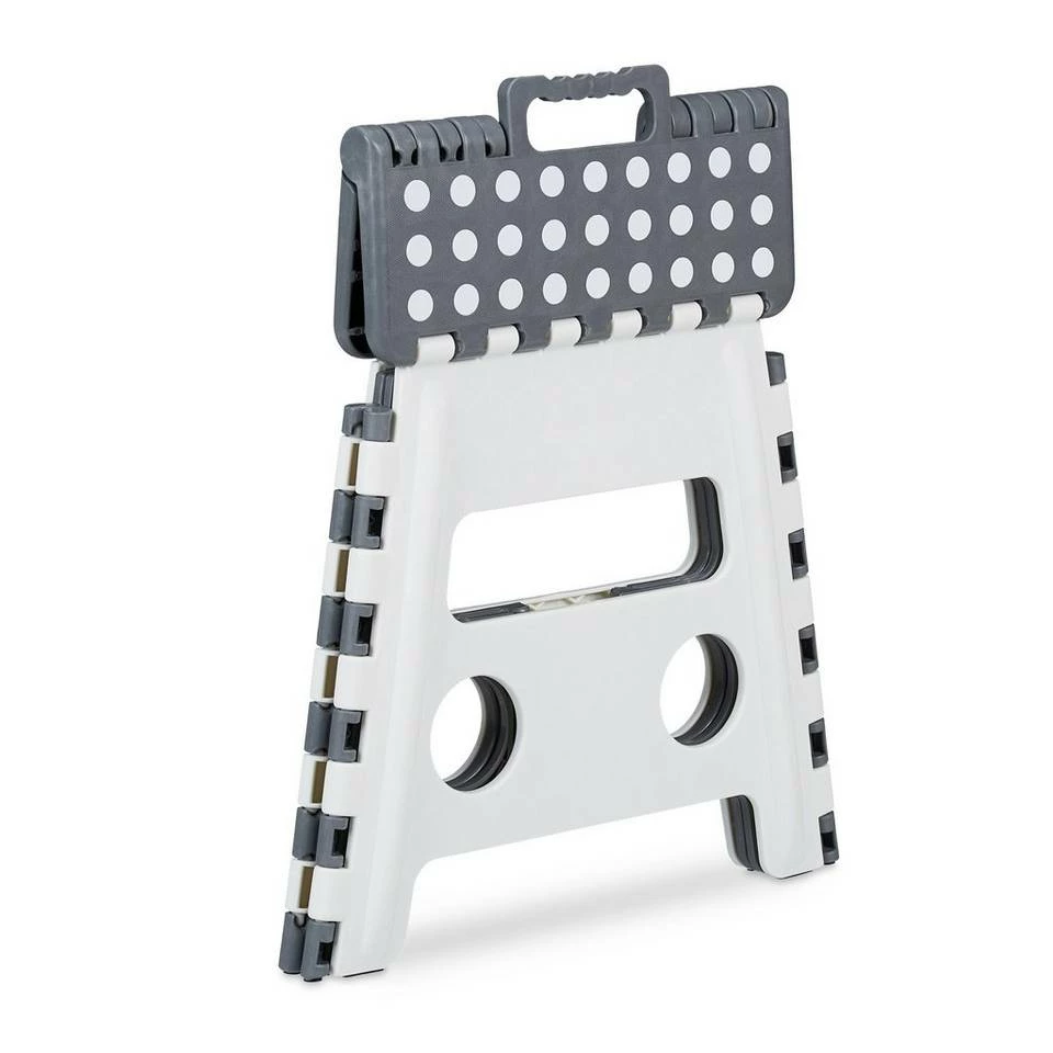 relaxdays Fußhocker »1 x klappbarer Tritthocker in Weiß-Grau« – Bild 8