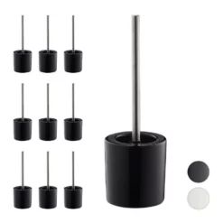 relaxdays Badezimmer-Set »10 x WC Garnitur Keramik schwarz«