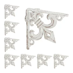 relaxdays Wandregalhalter »8 x Regalwinkel Gusseisen antik weiß«